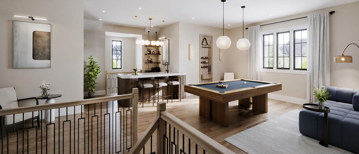 The Legacy Millcroft in Burlington by Hallett Homes game room
